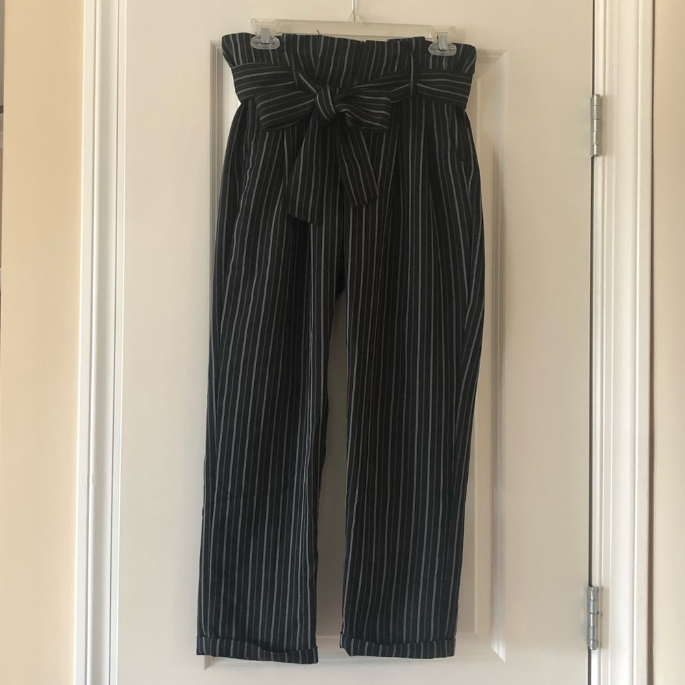 Black & Gray Paper Bag Trousers
